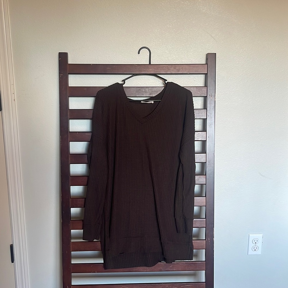 Zenana long sleeve thermal v-neck